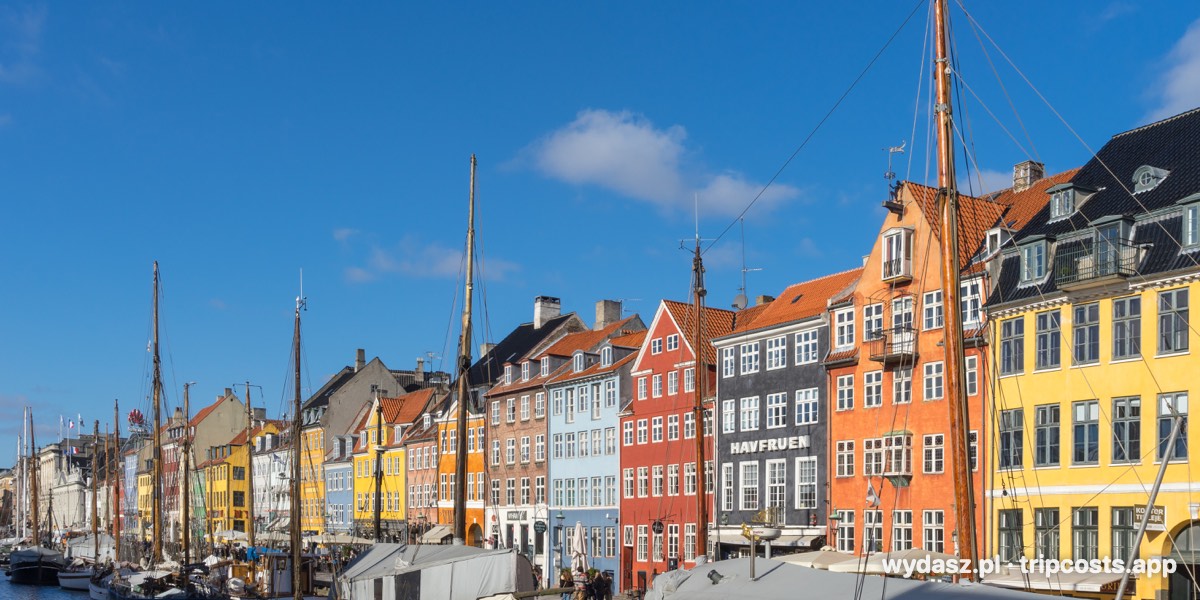 Kolorowe kamienice i żaglowce przy kanale Nyhavn w Kopenhadze