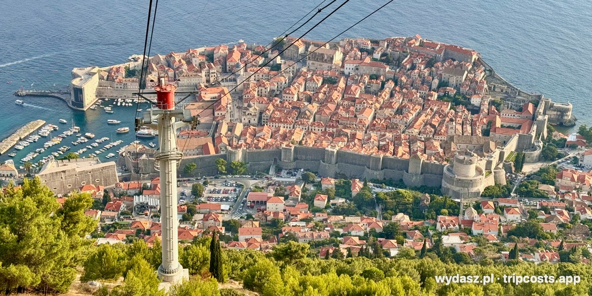 Stare Miasto w Dubrowniku z murami obronnymi, widziane z kolejki linowej na Srđ